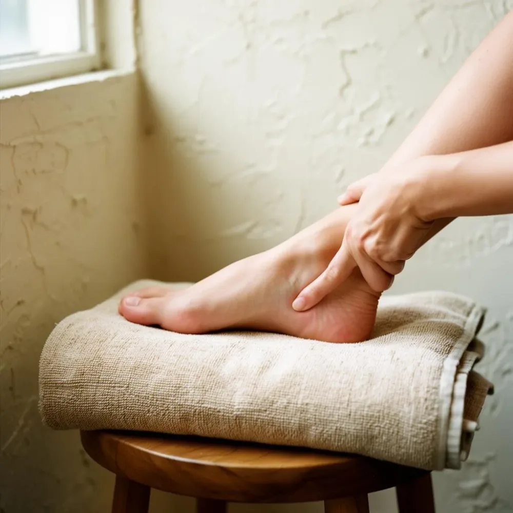 Close-up of gentle hands-on foot and ankle massage