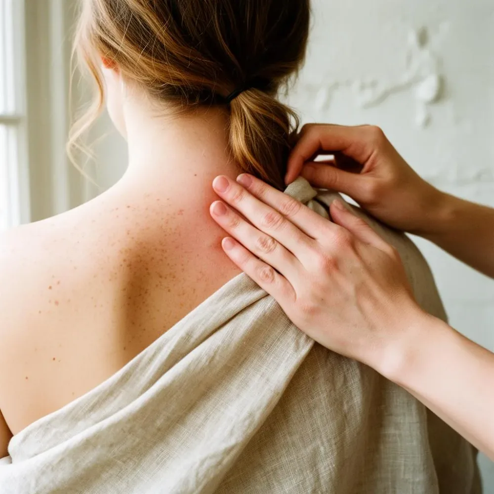Gentle massage around the neck and base of the head